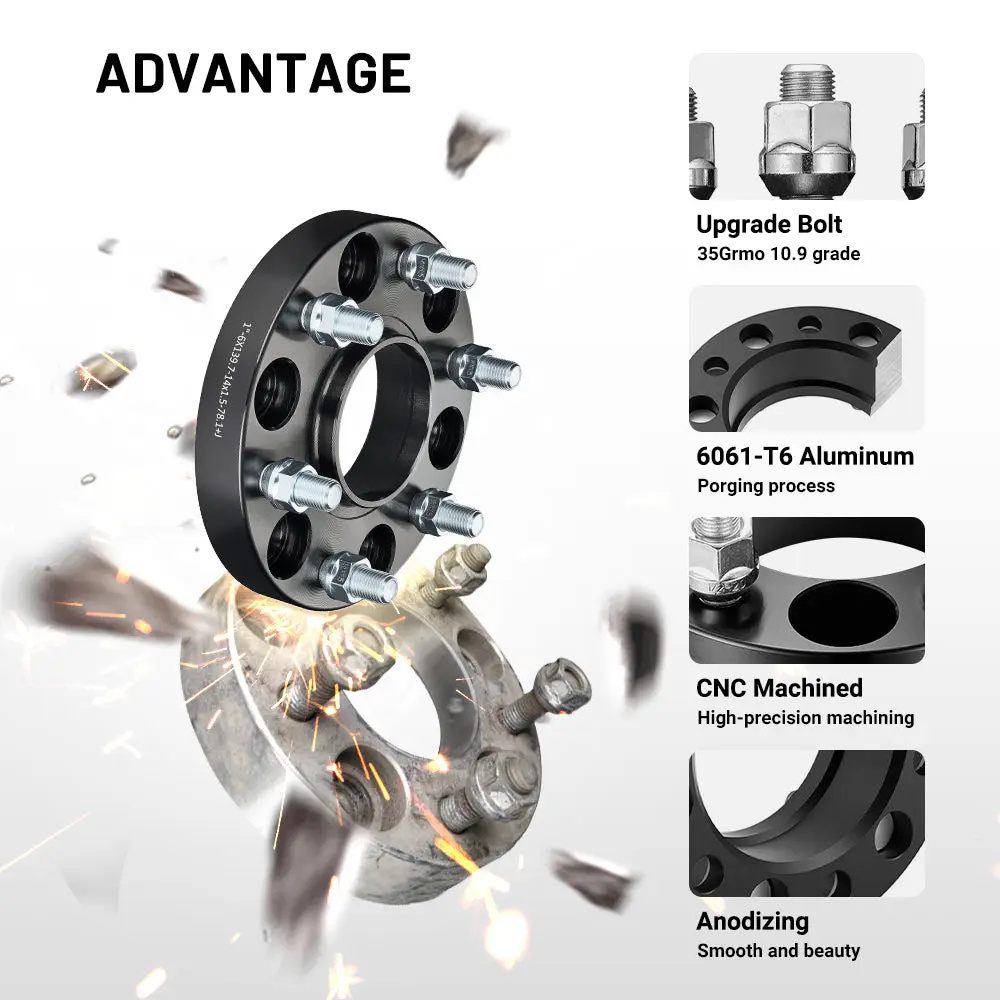 EVIL ENERGY 6x139.7mm 1inch Wheel Spacers for Chevrolet & GMC Trucks (1999 - 2013) 4 - Piece Set with 14x1.5 Bolts, 78.1 Hub Bore - Image 4