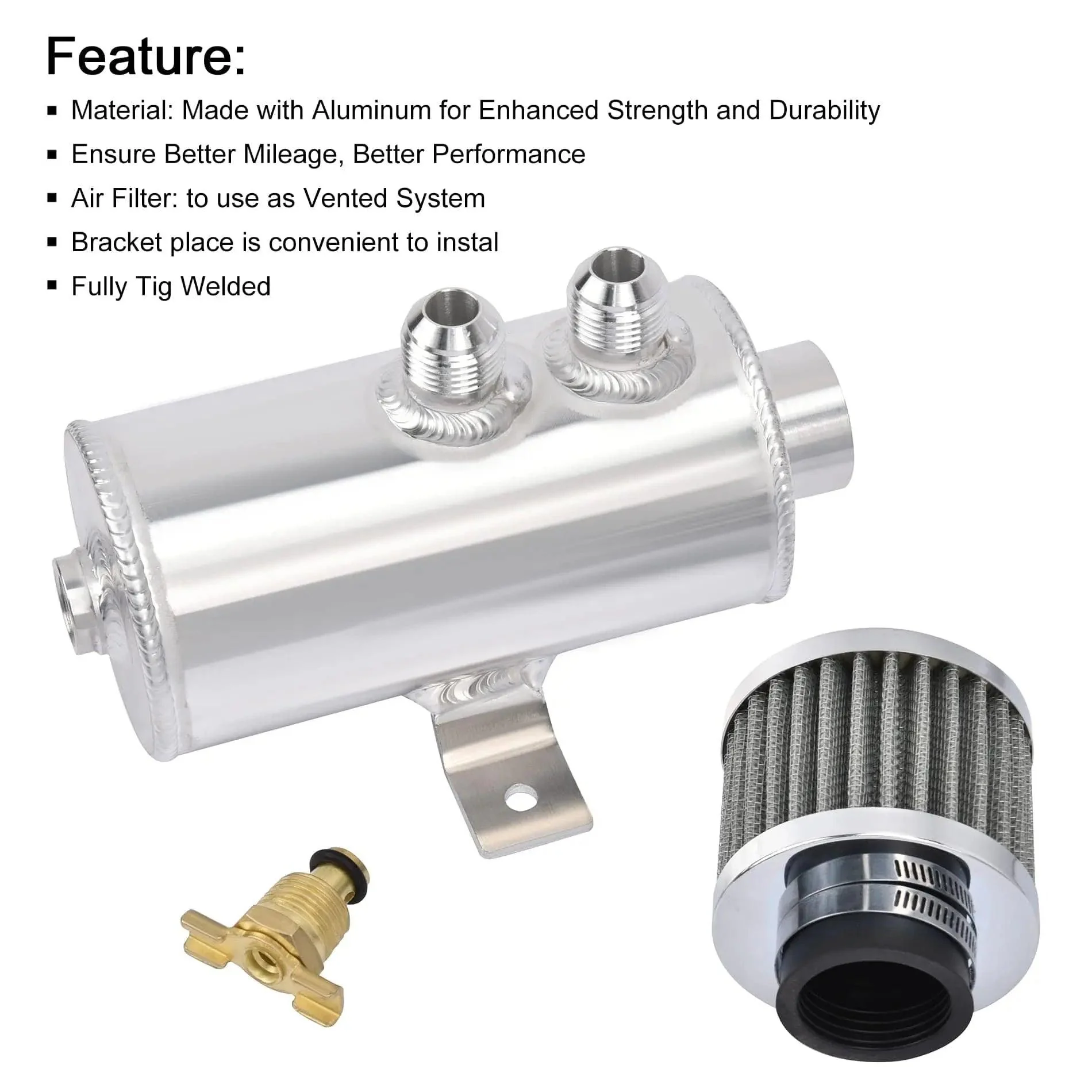 EVIL ENERGY 10AN Baffled Oil Catch Can Oil Breather Tank with Valve 750ML Universal - Image 6