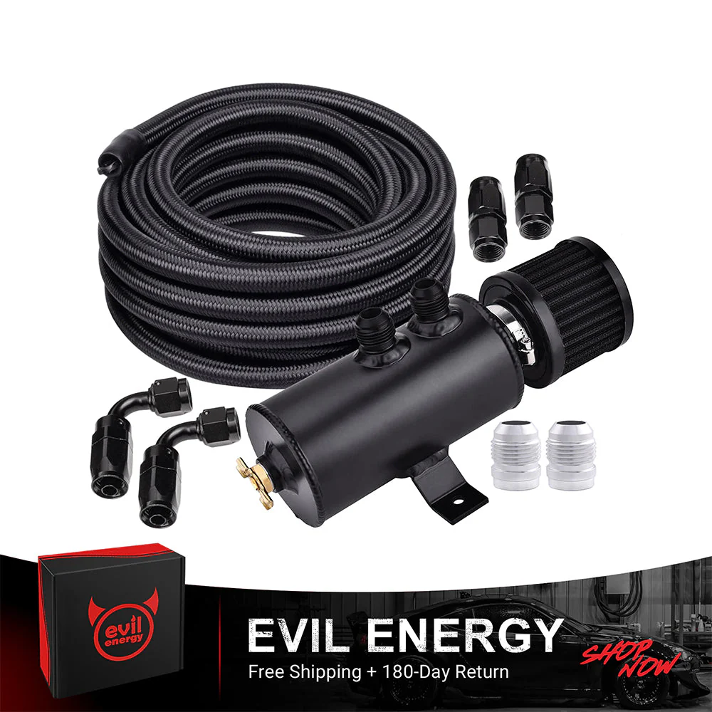 EVIL ENERGY 10AN Oil Catch Can Breather Tank with AN10 Fuel Line Kit Nylon Braided CPE - Image 3
