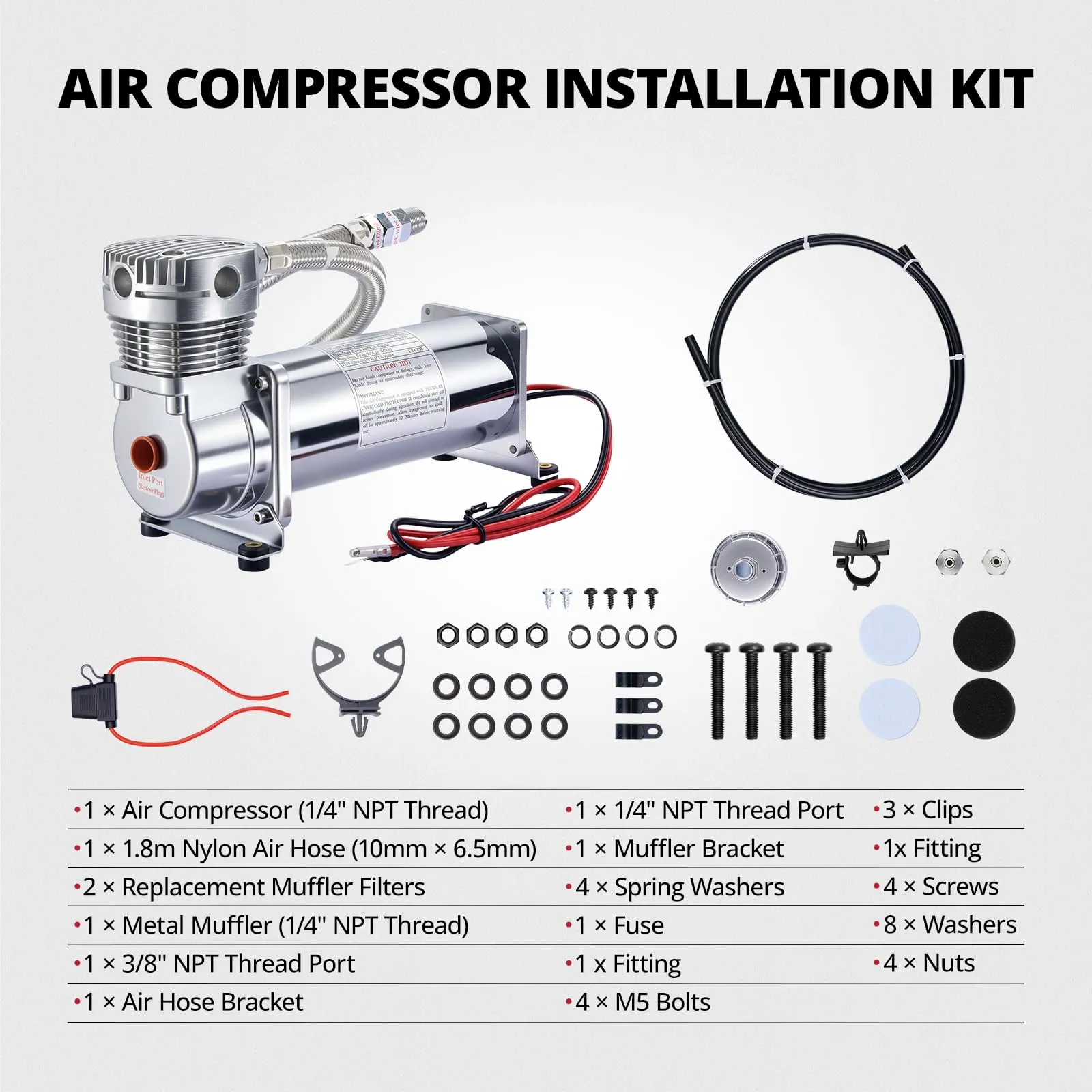 EVIL ENERGY Air Horn Suspension Compressor for Car 12V 200PSI Heavy Duty 1/4，3/8 NPT Onboard Air Ride Compressor for Train, Truck, Inflating Tires, Suspension Systems, Train Horn, DIY Pneumatic Tools - Image 15