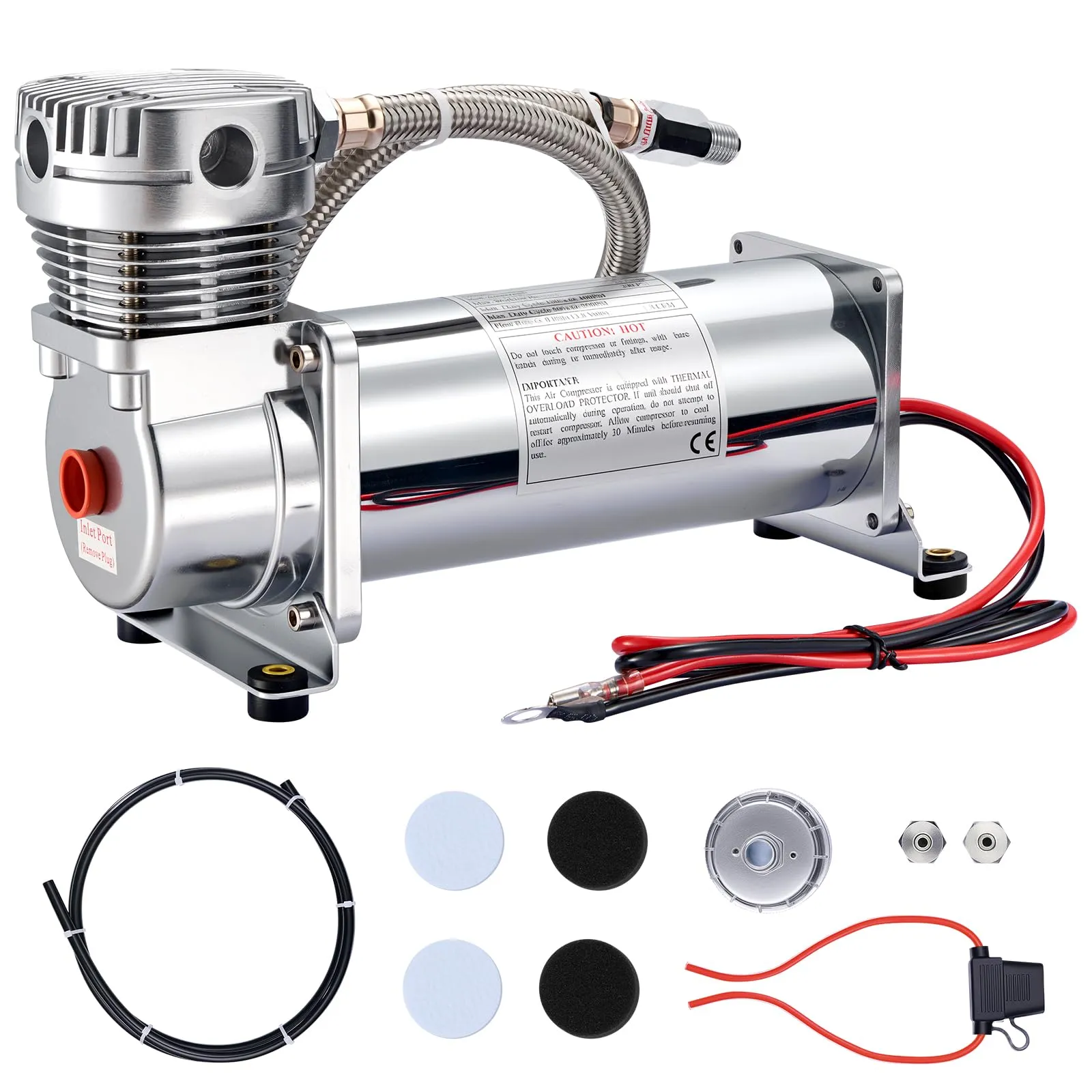 EVIL ENERGY Air Horn Suspension Compressor for Car 12V 200PSI Heavy Duty 1/4，3/8 NPT Onboard Air Ride Compressor for Train, Truck, Inflating Tires, Suspension Systems, Train Horn, DIY Pneumatic Tools - Image 4