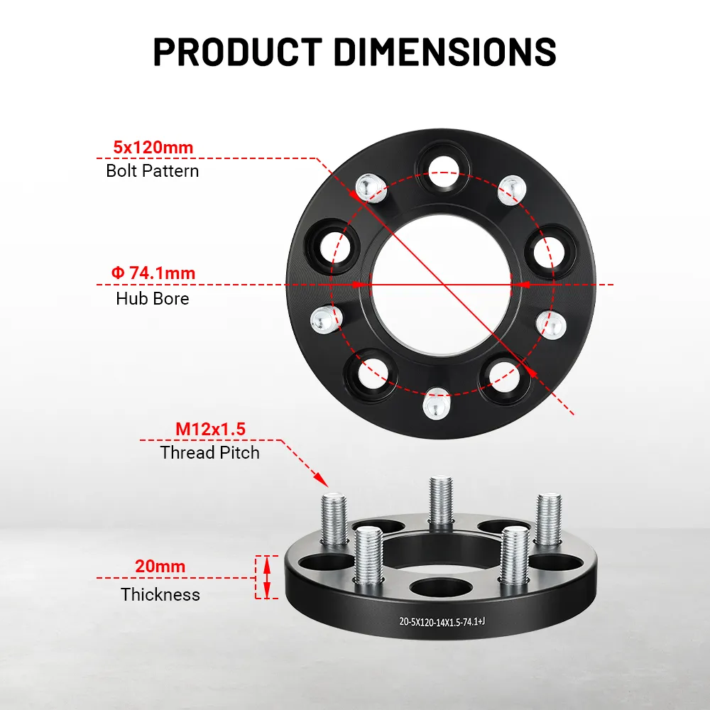 EVIL ENERGY 5x120mm 1inch/20mm Wheel Spacers for BWM - Piece Set with M12x1.5 Bolts, 70.3mm Hub Bore - Image 4