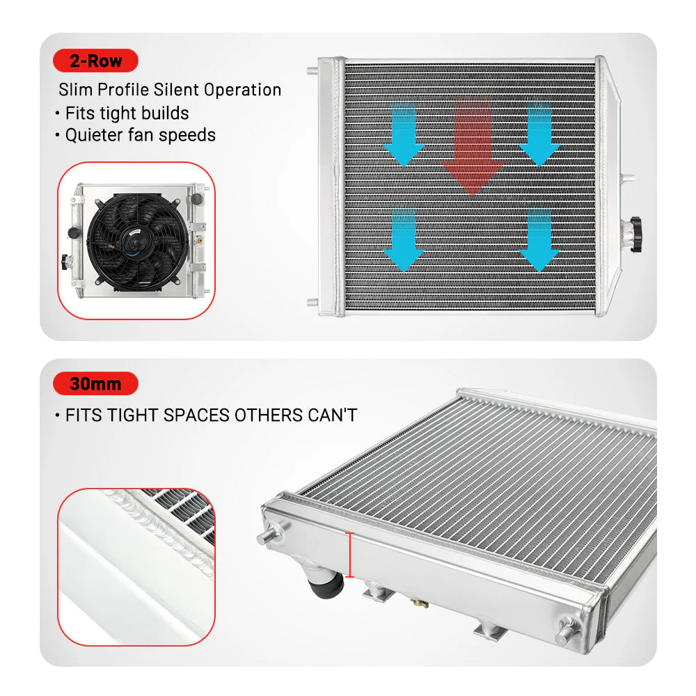 EVIL ENERGY 2Row-30mm Performance Aluminum Radiator Fit for Honda Civic 1992 - 2000 1.3L - 1.6L I4 - Image 3