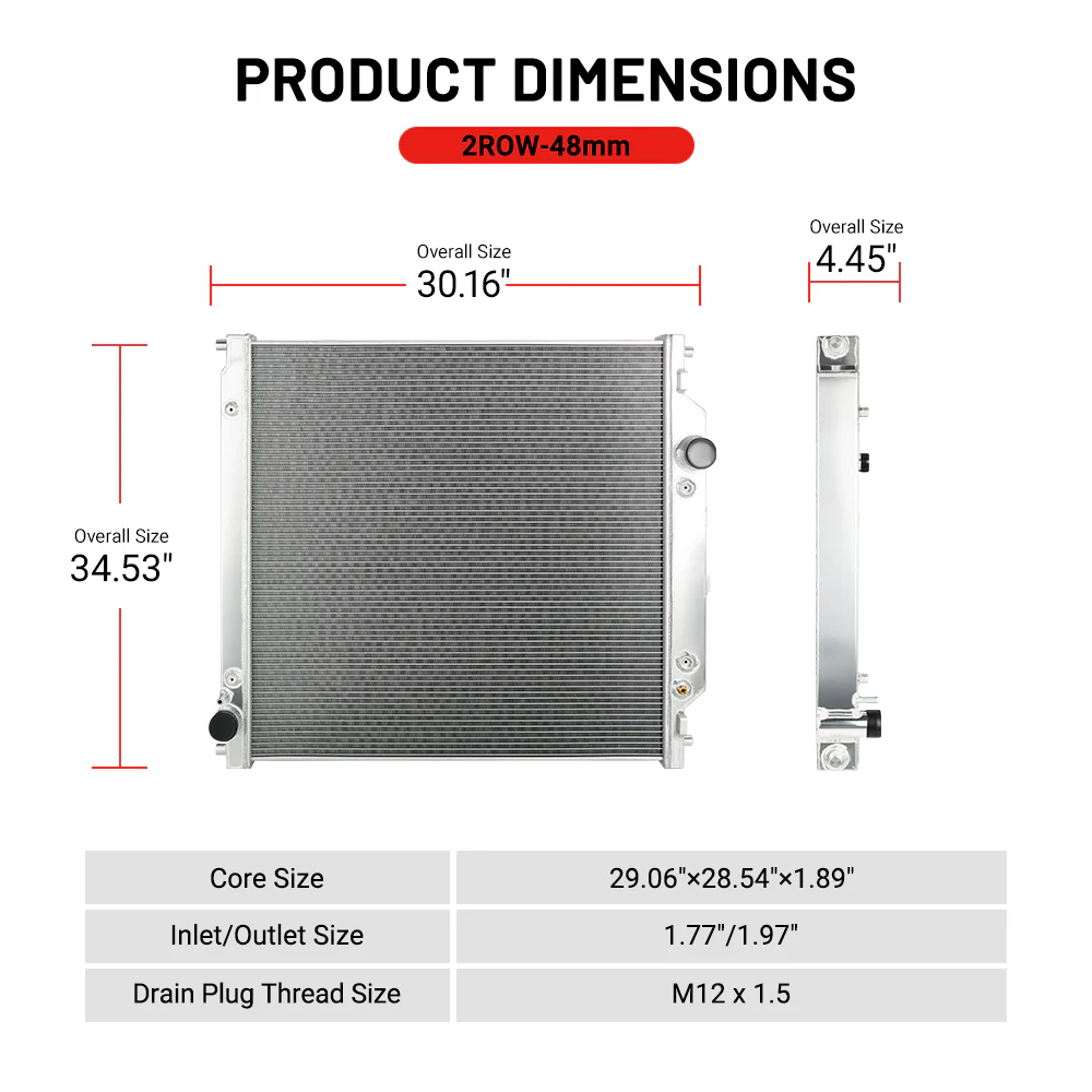 EVIL ENERGY 2-Row 48mm Radiator Fits for 2003-2007 Ford Powerstroke Trucks 6.0L Powerstroke - Image 5