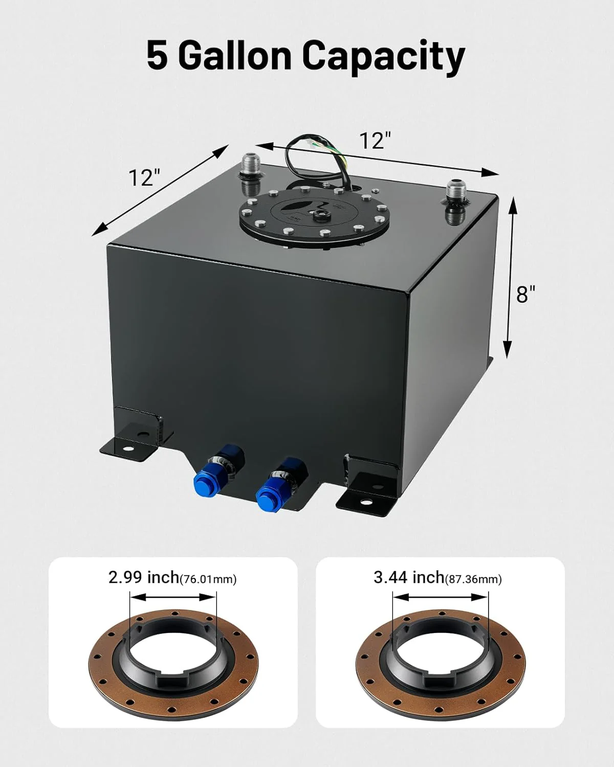 EVIL ENERGY 5/10/15/20 Gallon Fuel Cell Gas Tank Aluminum with Level Sender 6AN 12FT CPE Fuel Line Kit Black/silver - Image 10