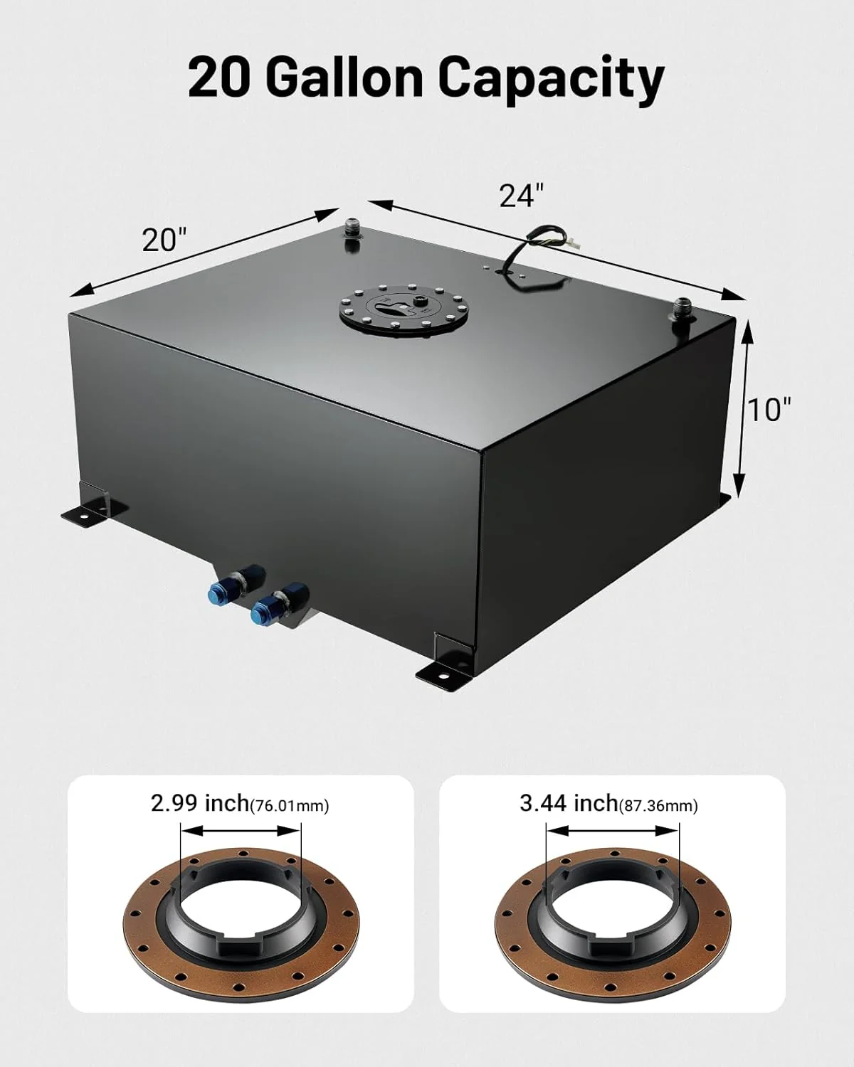 EVIL ENERGY 5/10/15/20 Gallon Fuel Cell Gas Tank Aluminum with Level Sender 6AN 12FT CPE Fuel Line Kit Black/silver - Image 13
