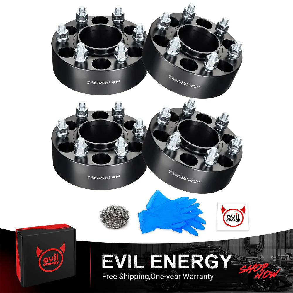 EVIL ENERGY 6x127 1/1.25/1.5/2inch Wheel Spacers for 2003 - 2006 Chevrolet SSR, 4 - Piece Set with 12x1.5 Bolts and 78.1mm Hub Bore