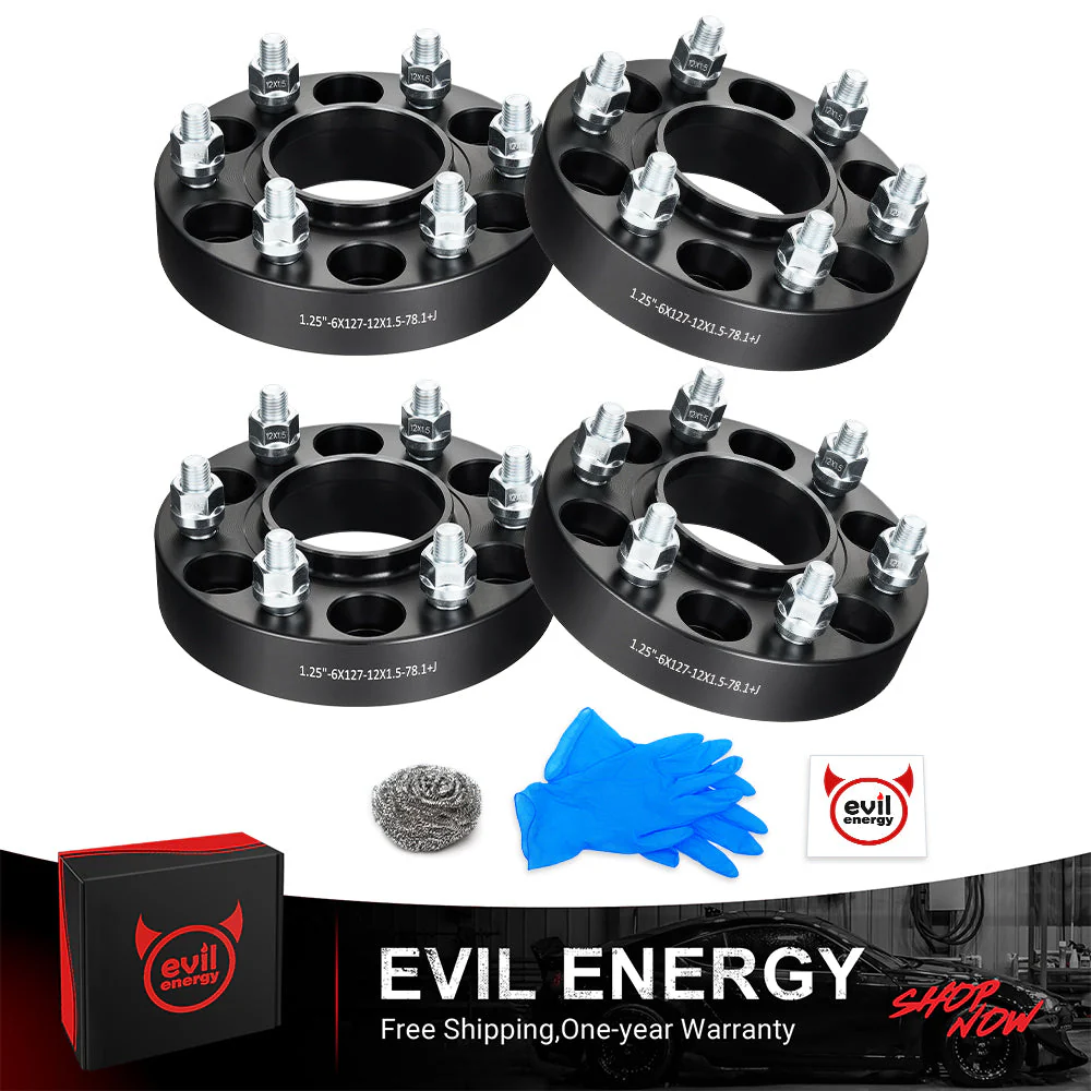 EVIL ENERGY 6x127 1/1.25/1.5/2inch Wheel Spacers for 2003 - 2006 Chevrolet SSR, 4 - Piece Set with 12x1.5 Bolts and 78.1mm Hub Bore - Image 3