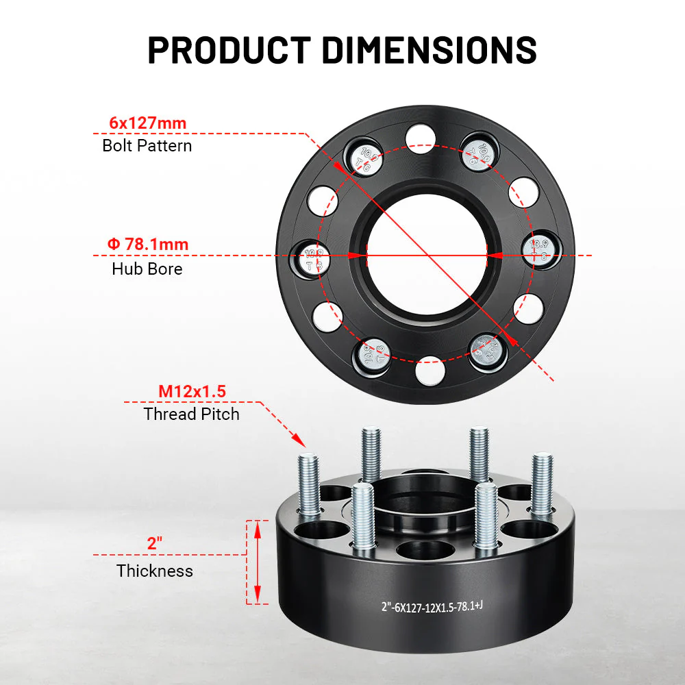 EVIL ENERGY 6x127 1/1.25/1.5/2inch Wheel Spacers for 2003 - 2006 Chevrolet SSR, 4 - Piece Set with 12x1.5 Bolts and 78.1mm Hub Bore - Image 6