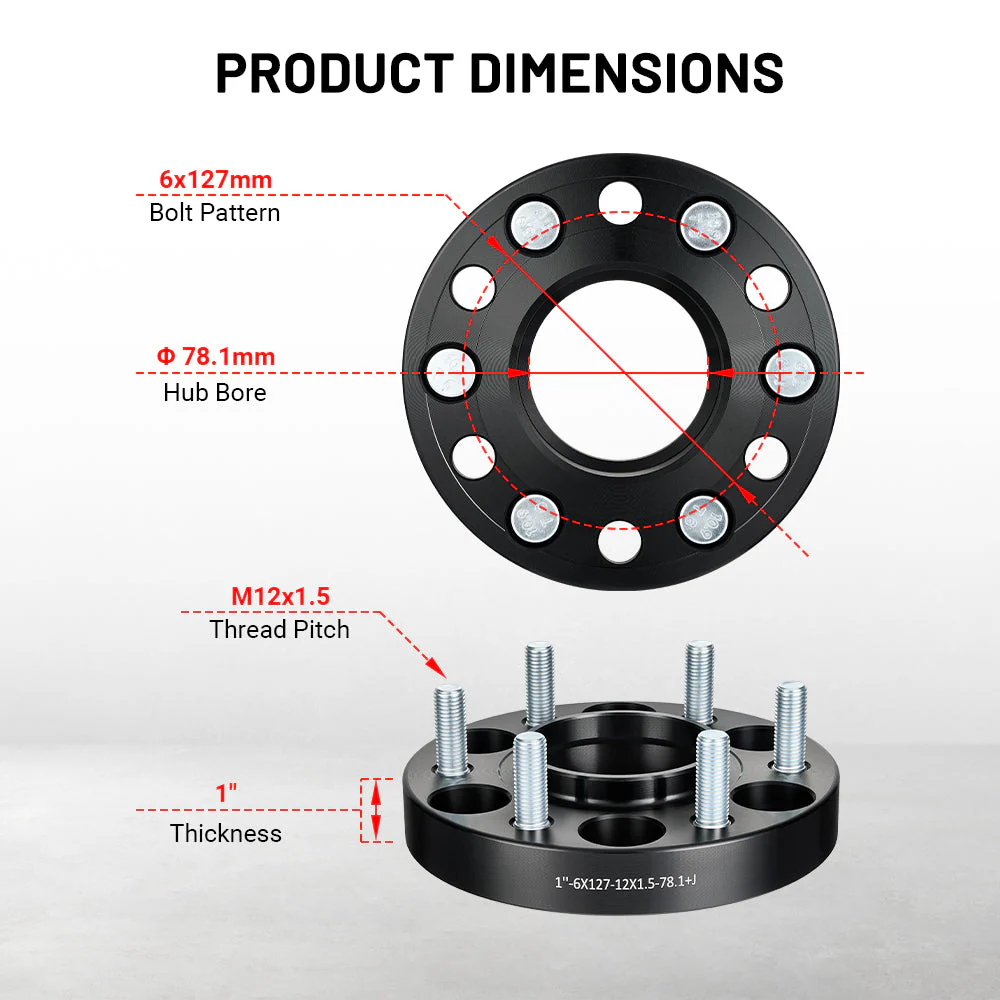 EVIL ENERGY 6x127 1/1.25/1.5/2inch Wheel Spacers for 2003 - 2006 Chevrolet SSR, 4 - Piece Set with 12x1.5 Bolts and 78.1mm Hub Bore - Image 9