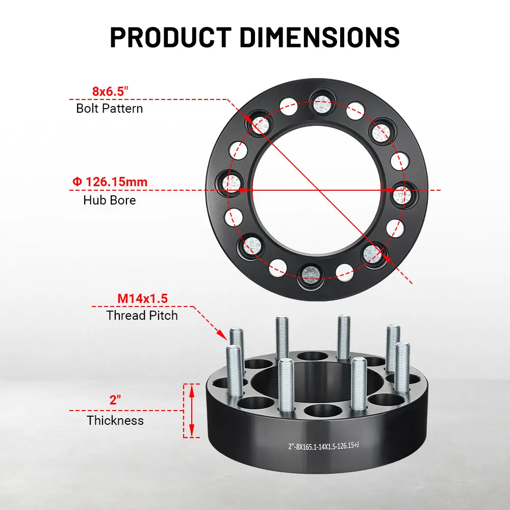 EVIL ENERGY 8x165.1mm 1.5//2inch Wheel Spacers for Chevrolet, GMC Heavy - Duty & Hummer H2 (1999 - 2009) 2/4 - Piece Set with 14x1.5 Bolts, 126.15 Hub Bore - Image 5