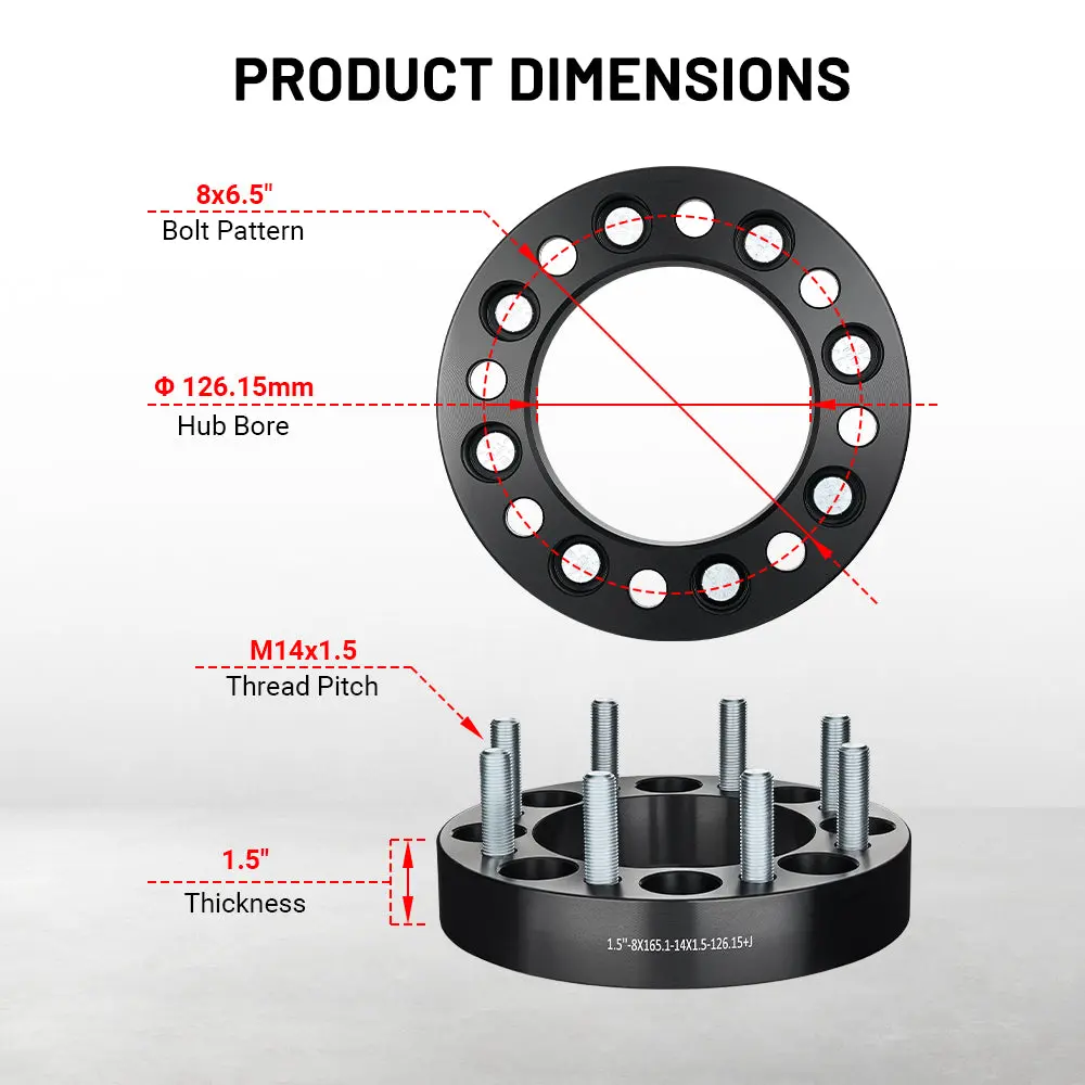 EVIL ENERGY 8x165.1mm 1.5//2inch Wheel Spacers for Chevrolet, GMC Heavy - Duty & Hummer H2 (1999 - 2009) 2/4 - Piece Set with 14x1.5 Bolts, 126.15 Hub Bore - Image 6