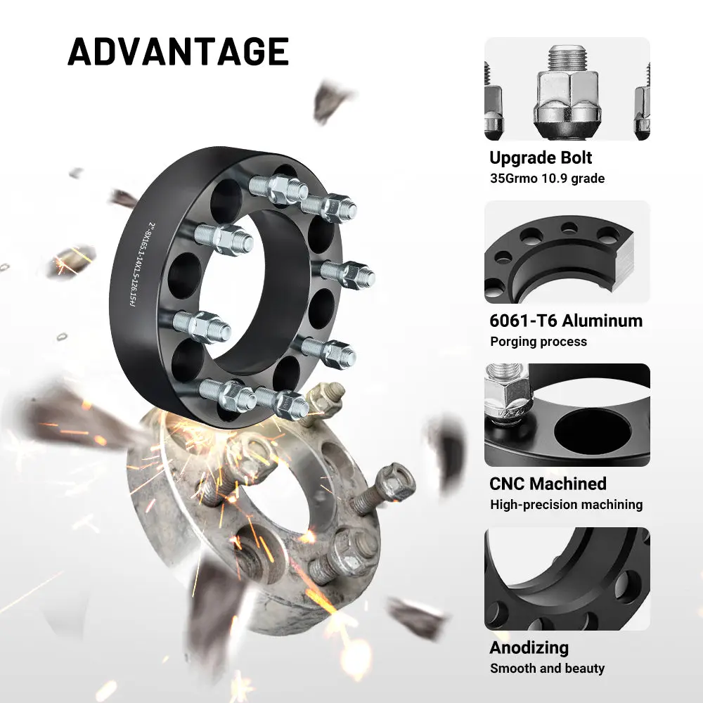 EVIL ENERGY 8x165.1mm 1.5//2inch Wheel Spacers for Chevrolet, GMC Heavy - Duty & Hummer H2 (1999 - 2009) 2/4 - Piece Set with 14x1.5 Bolts, 126.15 Hub Bore - Image 9