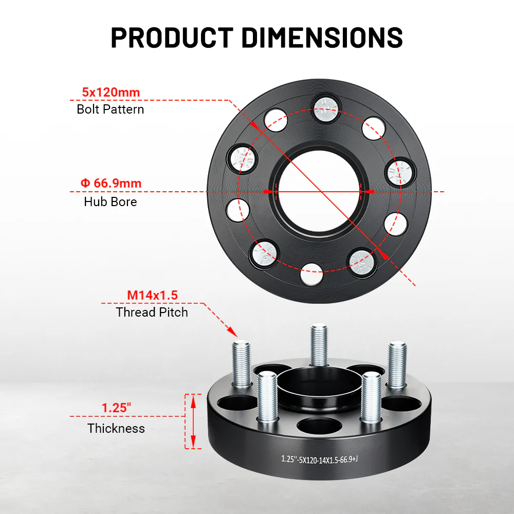 EVIL ENERGY 5x120mm 2inch Wheel Spacers for Chevy Camaro, SS & Cadillac CTS (2008 - 2019) 4 - Piece Set with M14x1.5 Bolts, 66.9mm Hub Bore - Image 11