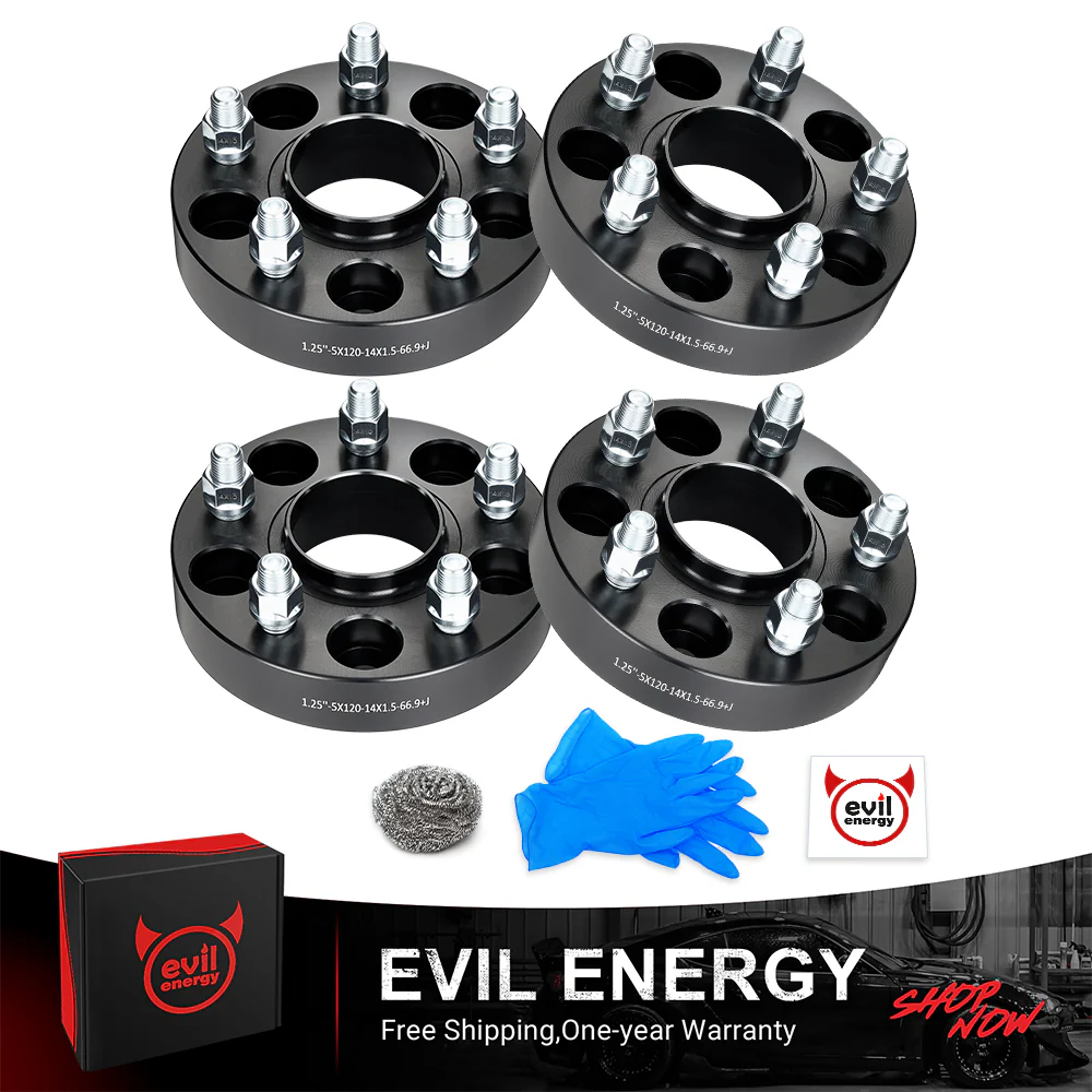 EVIL ENERGY 5x120mm 2inch Wheel Spacers for Chevy Camaro, SS & Cadillac CTS (2008 - 2019) 4 - Piece Set with M14x1.5 Bolts, 66.9mm Hub Bore - Image 3