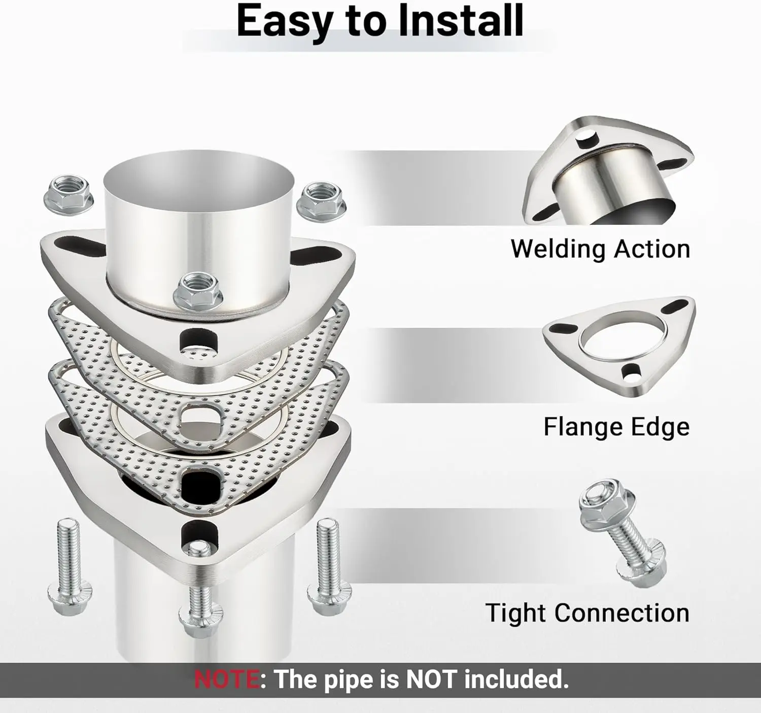 EVIL ENERGY 3-Bolt Exhaust Flange Set with Gaskets & Hardware (2/2.5/3 Inch) - Image 5