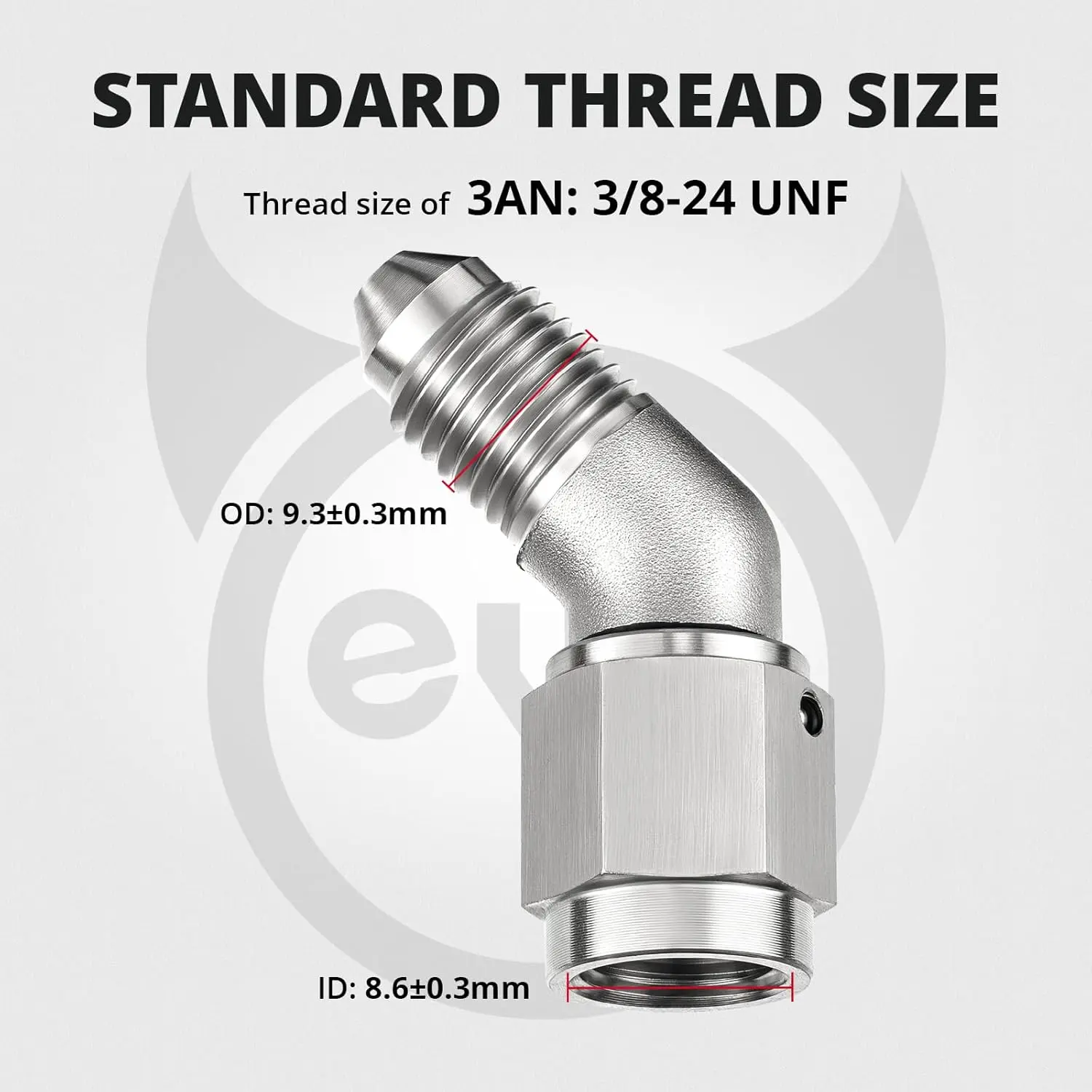 EVIL ENERGY 3AN/4AN Stainless AN Male to Female Adapter – 45° / 90° Swivel Brake Line Fitting - Image 3