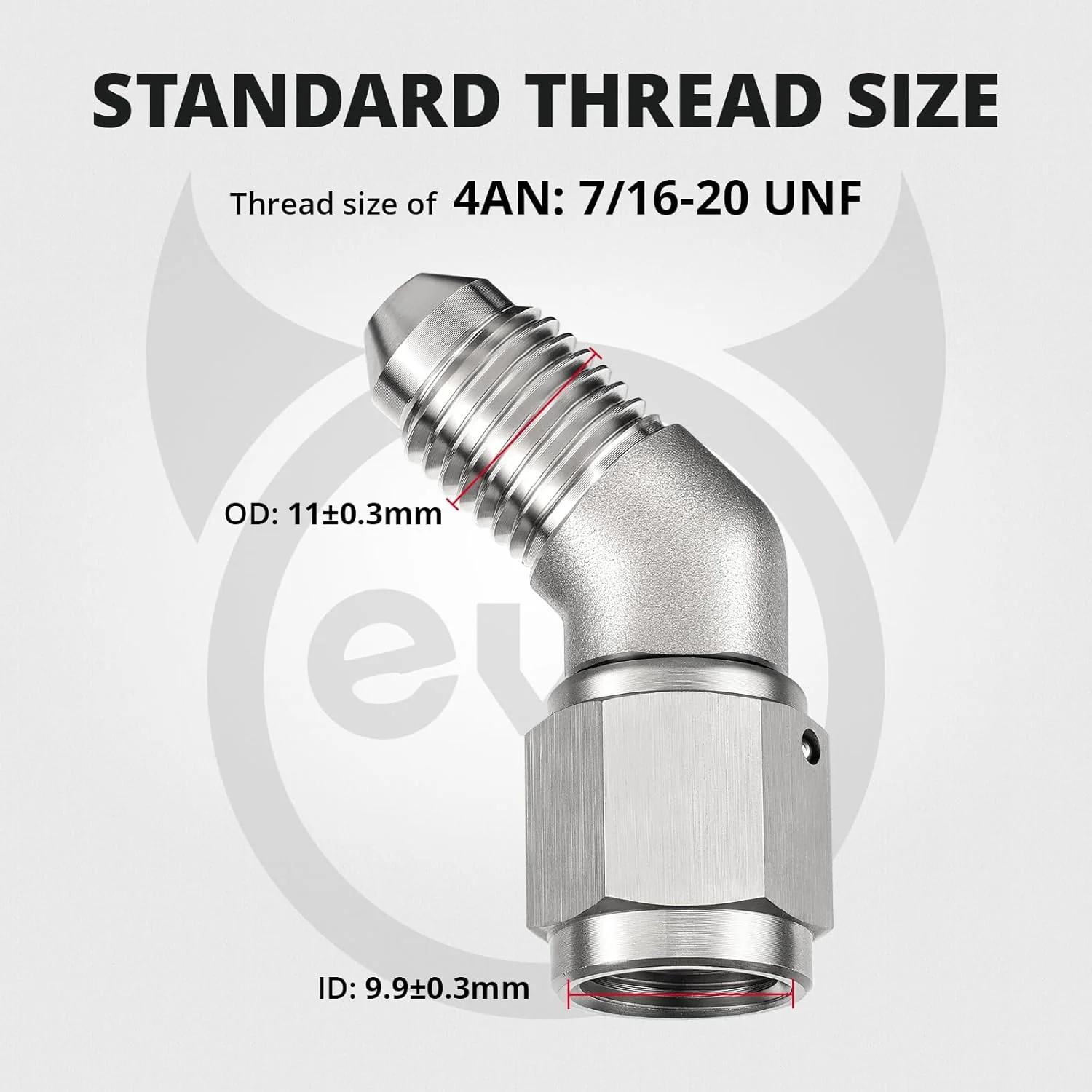 EVIL ENERGY 3AN/4AN Stainless AN Male to Female Adapter – 45° / 90° Swivel Brake Line Fitting - Image 4