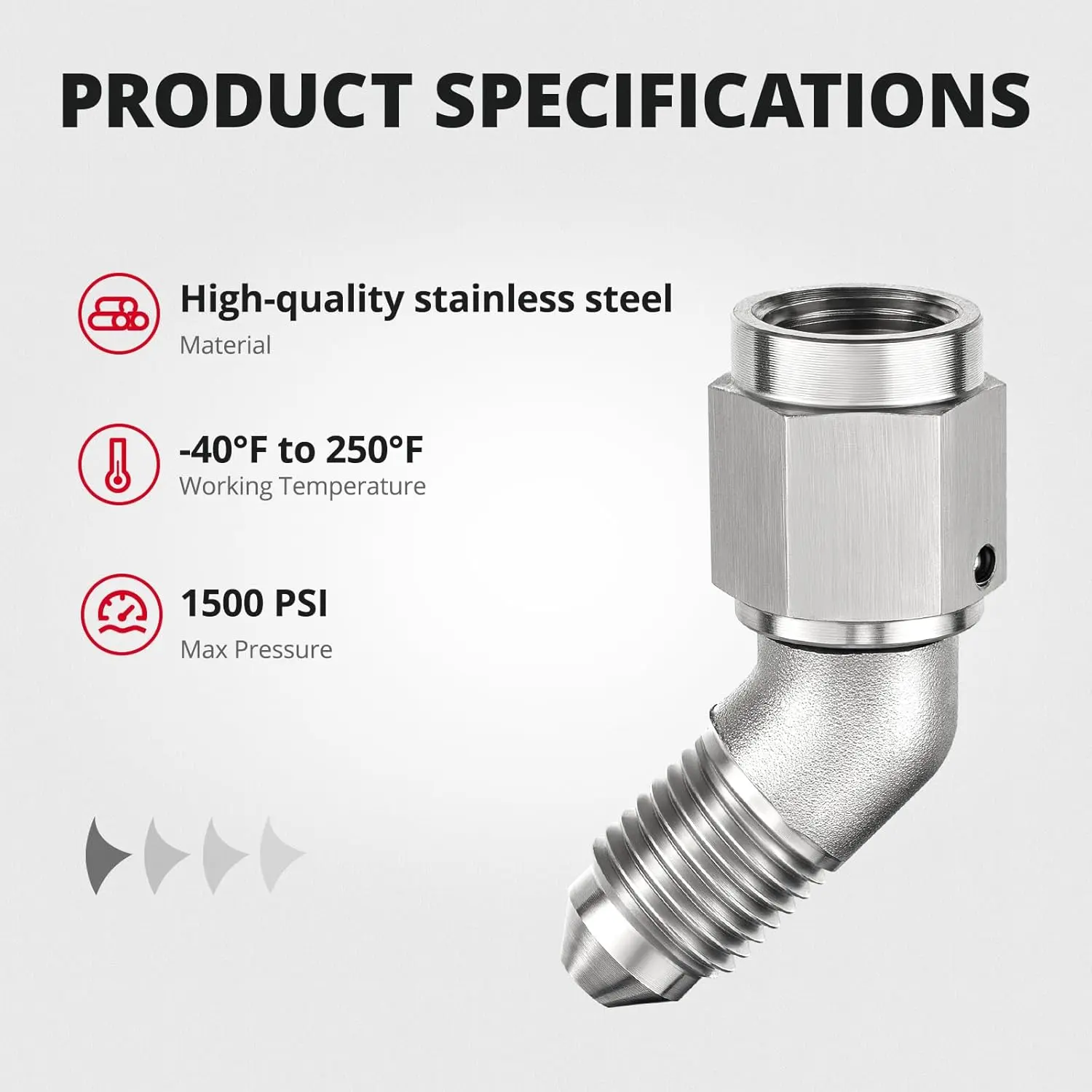 EVIL ENERGY 3AN/4AN Stainless AN Male to Female Adapter – 45° / 90° Swivel Brake Line Fitting - Image 9