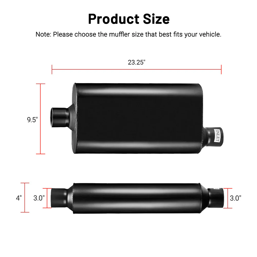 EVIL ENERGY 2.5-inch In 2.5-inch Out / 3.0-inch In 3.0-inch Out 50 Series Offset In Center Out Exhaust Muffler - Image 2