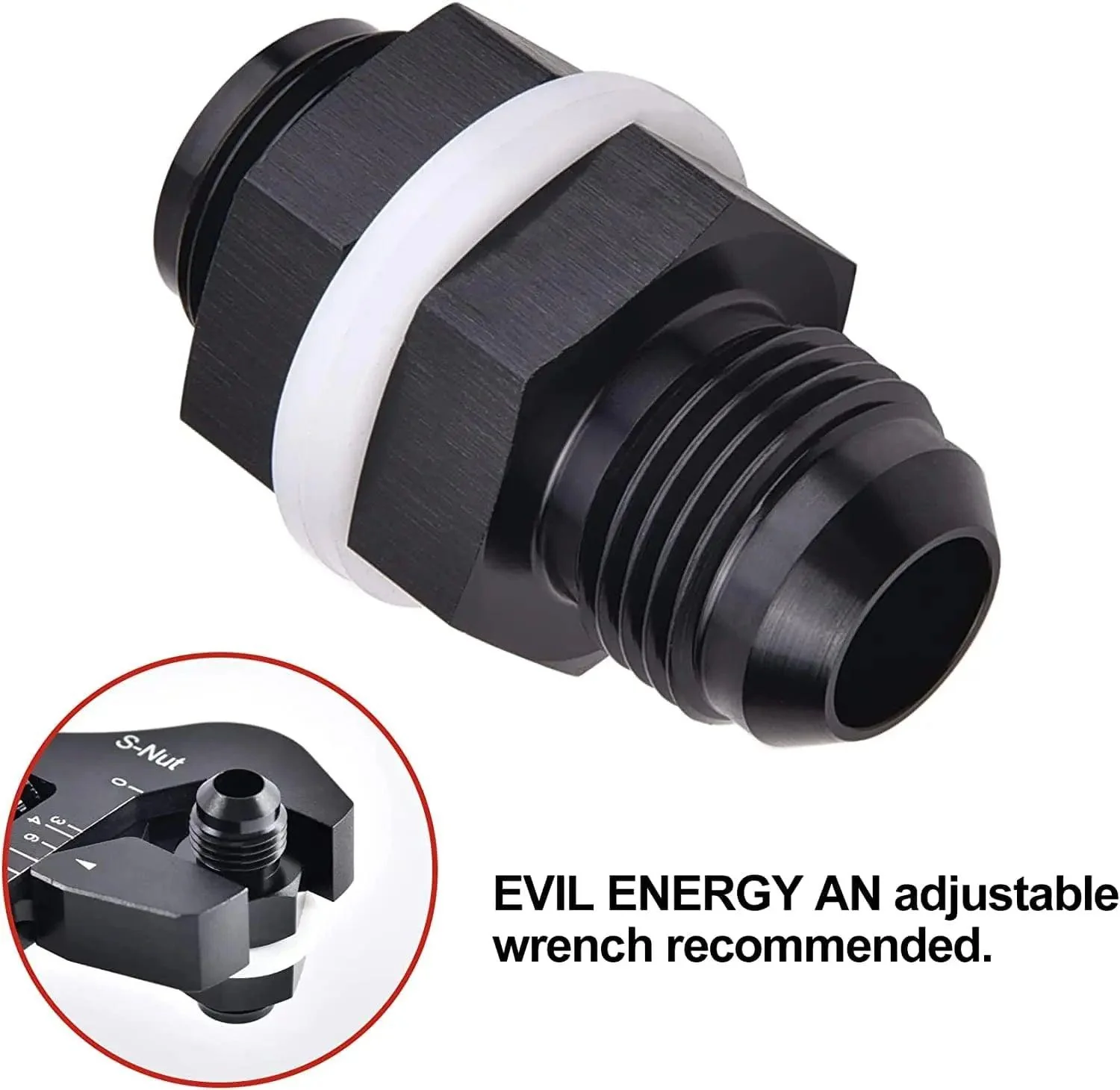 EVIL ENERGY MALE 6/8/10/12/16AN BULKHEAD FUEL CELL FITTING ADAPTER ALUMINUM STRAIGHT - Image 3