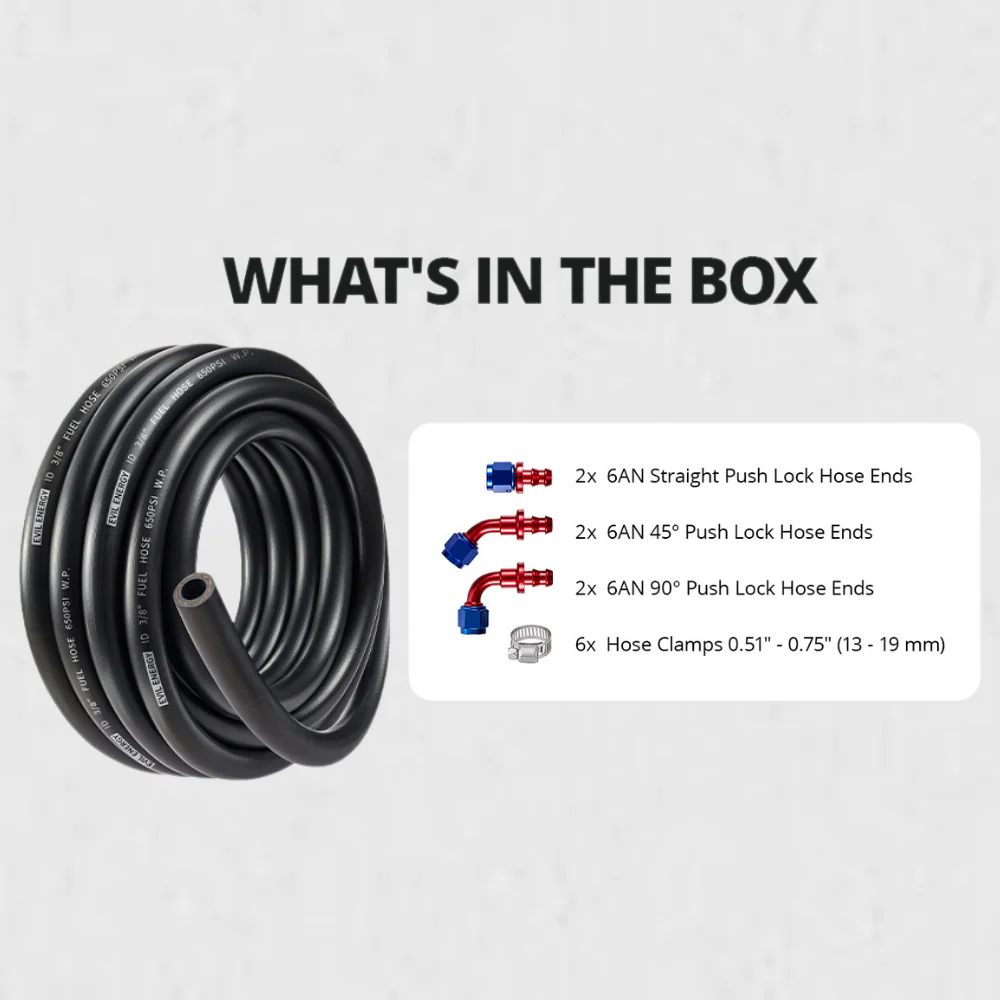 EVIL ENERGY 4/6/10 AN Fuel Line Kit, 10FT CPE Rubber Fuel Hose with Push Lock Fittings & Clamps, Blue & Red - Image 13