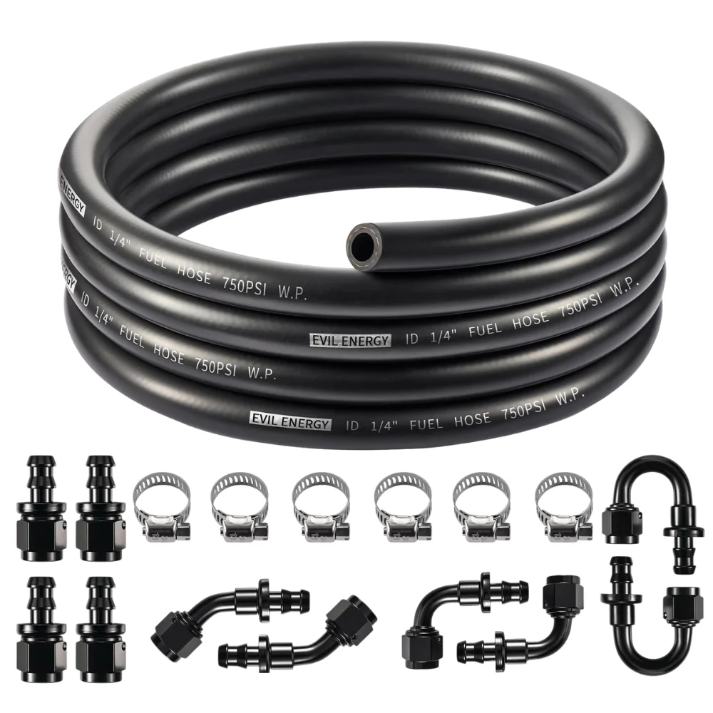 EVIL ENERGY 4/6/10 AN Fuel Line Kit 20FT CPE Rubber Hose with Push On Fittings & Clamps - Image 8