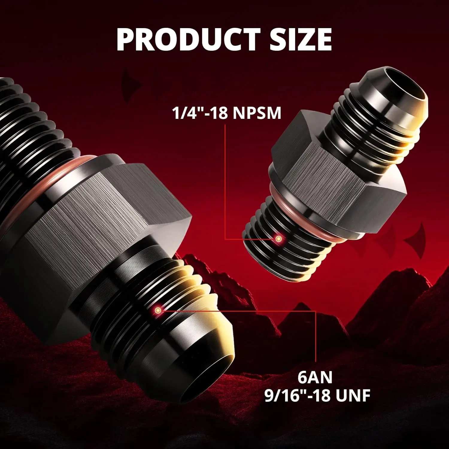 EVIL ENERGY 6AN to 1/4 NPSM Transmission Cooler Line Fitting 4L80E Adapter 2PCS - Image 2