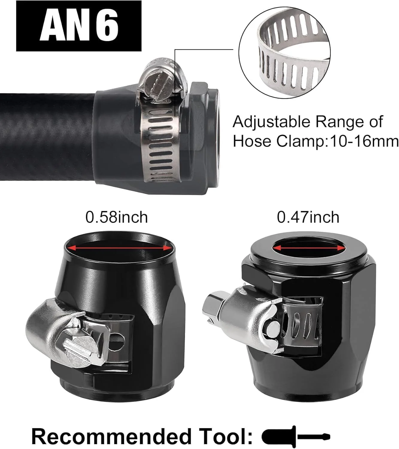 EVIL ENERGY 6AN Fuel Line Kit, with 6AN Hose Finisher Clamp, AN6 Braided Nylon Fuel Hose CPE 3FT - Image 4