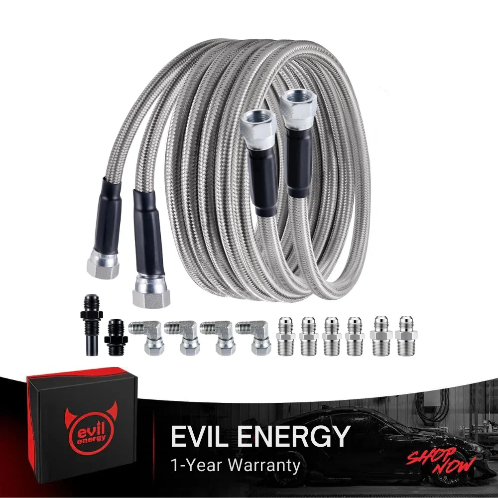 EVIL ENERGY 6AN PTFE Fuel Line Kit 70inch Transmission Fluid Oil Cooler Hose Line kit for 4L60E 4L80E,AN6 Stainless Steel Braided PTFE Fuel Hose Kit for TH350 TH400 700R4 TR6060 4R70W Ford C5 5.8FT