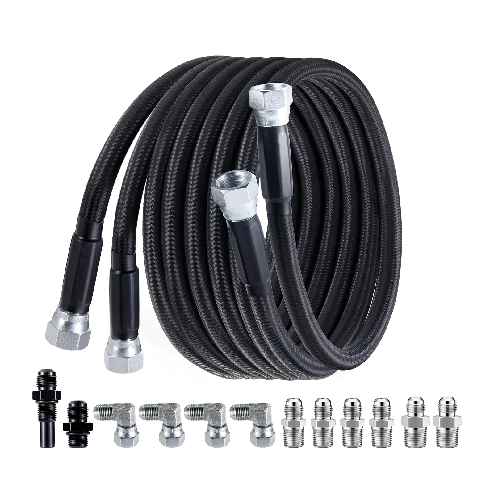 EVIL ENERGY 6AN PTFE Fuel Line Kit 70inch Transmission Fluid Oil Cooler Hose Line kit for 4L60E 4L80E,AN6 Stainless Steel Braided PTFE Fuel Hose Kit for TH350 TH400 700R4 TR6060 4R70W Ford C5 5.8FT - Image 2