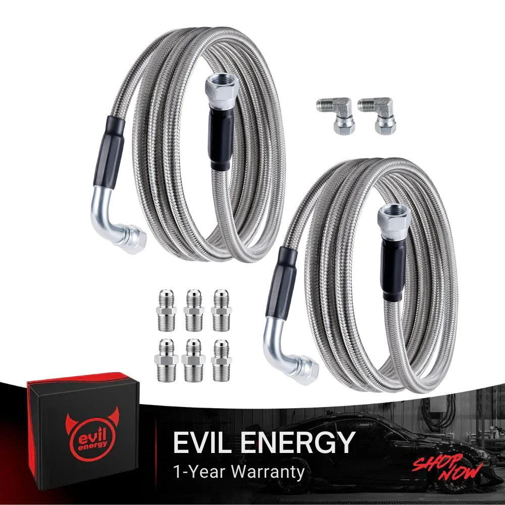 EVIL ENERGY 6AN PTFE Fuel Line Kit 52-inch Transmission Fluid Oil Cooler Hose Line kit for 4L60 4L60E 4L65E,AN6 Stainless Steel Braided PTFE Fuel Hose Kit for 4L80E TH350 TH400 700R4 Ford C4 C6 4.3FT