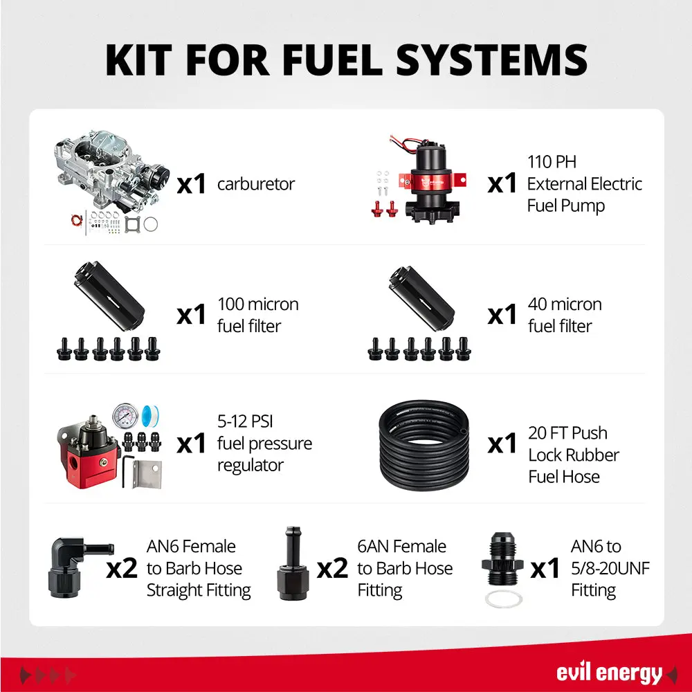 EVIL ENERGY 750 CFM 4-Barrel Carburetor Complete Kit, Electric Choke Air Valve Secondary for Ford 460 V8 - Image 3