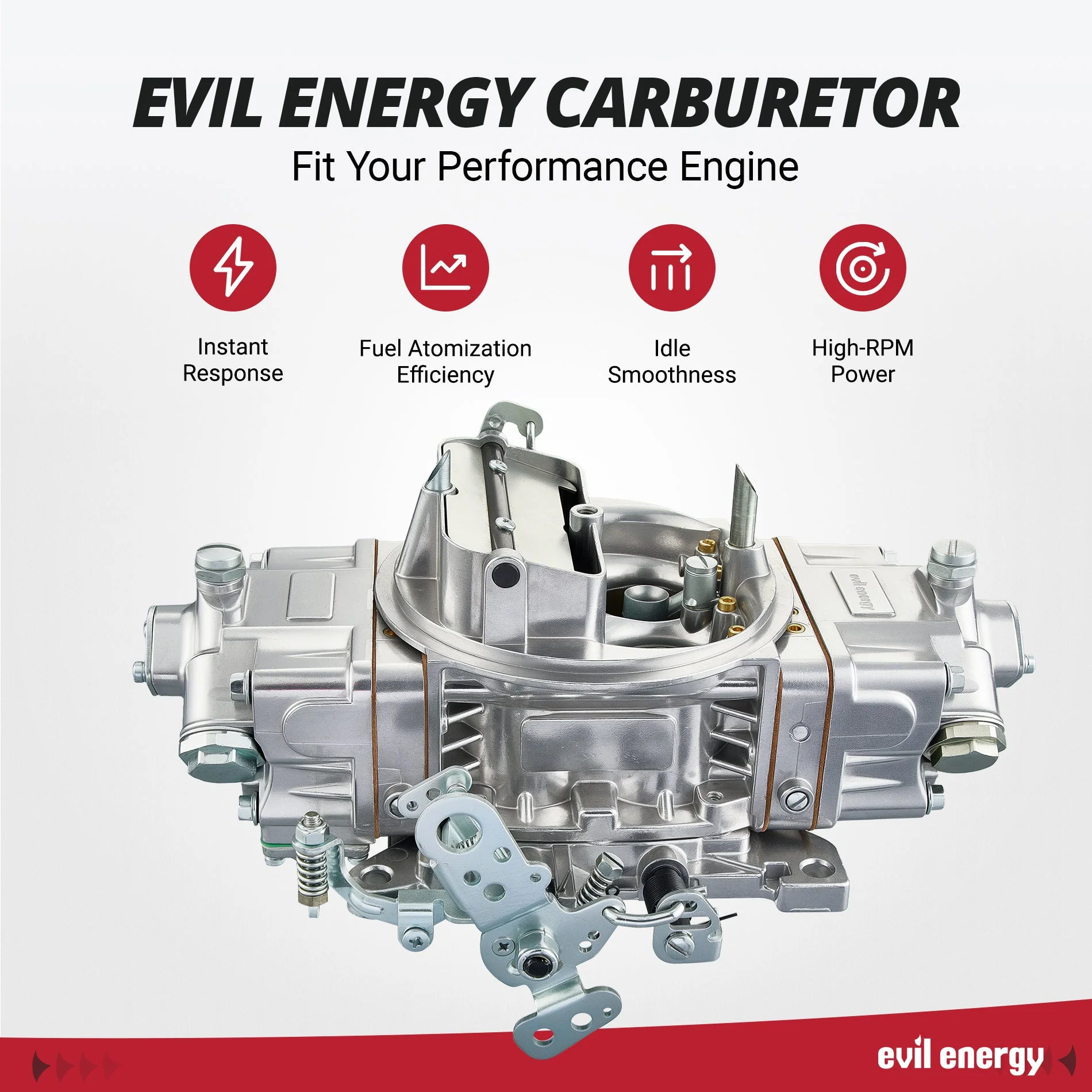 EVIL ENERGY 850 CFM 4-Barrel Street Carburetor Mechanical Secondary - Image 7