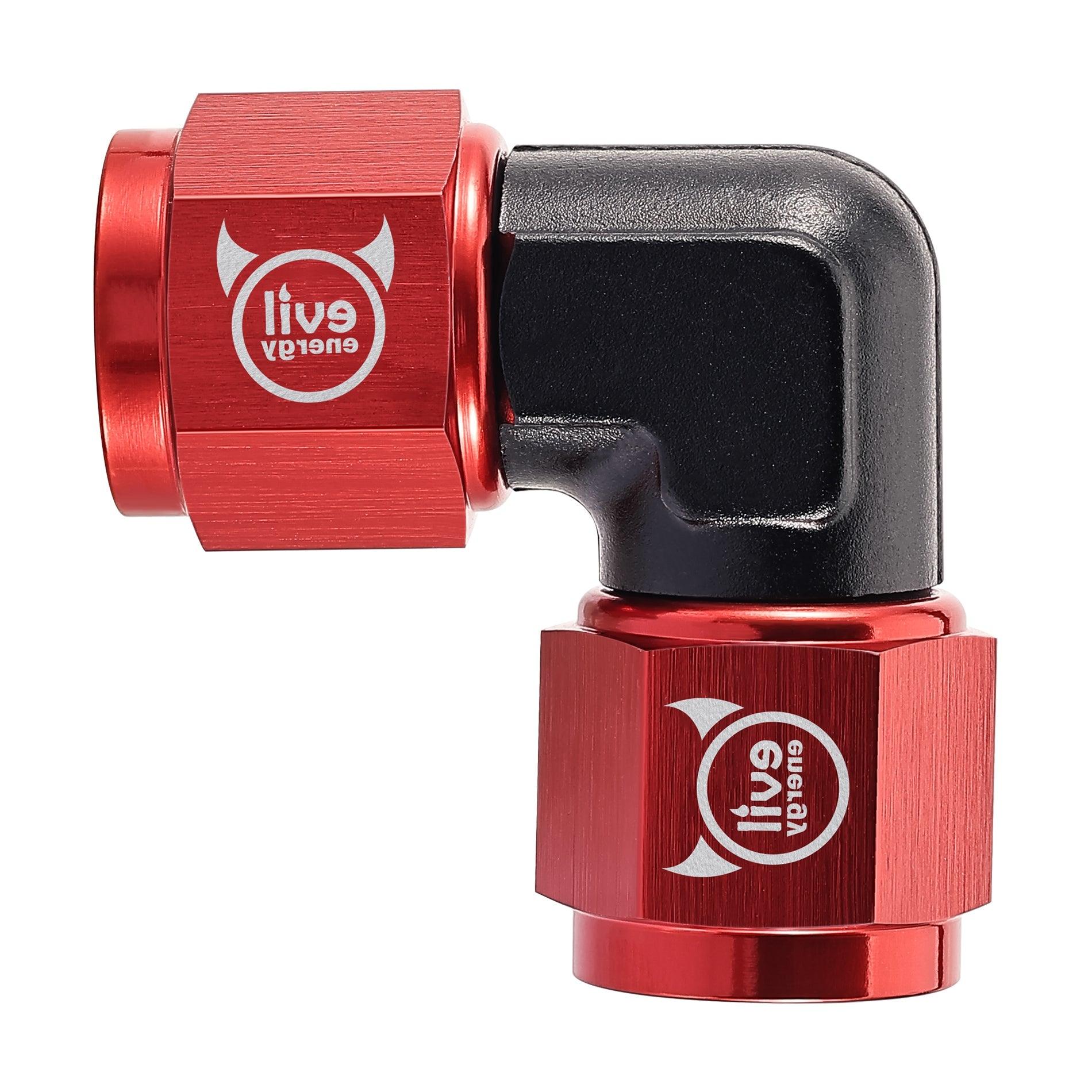 EVIL ENERGY AN Female 90 Degree Low Profile Swivel Coupler Union Red&Black Fitting Adapter Aluminum - Image 6