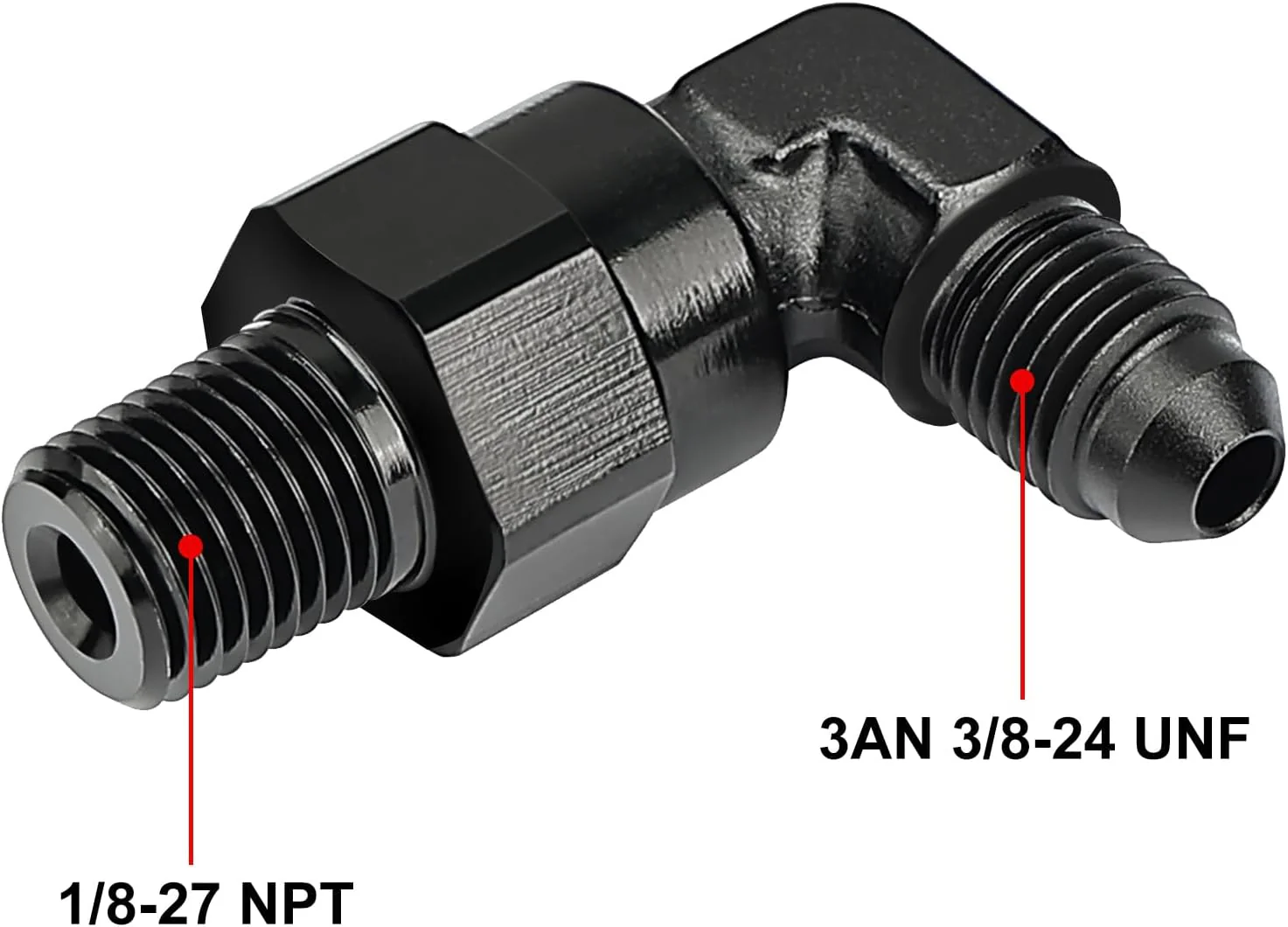 EVIL ENERGY AN Male Flare to NPT 90° Swivel Fitting Adapter Aluminum Black - Image 6