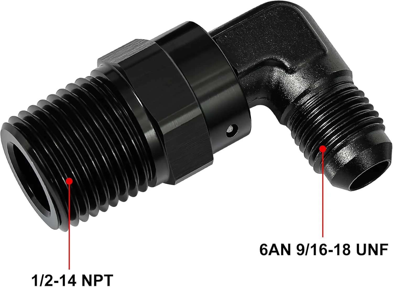 EVIL ENERGY AN Male Flare to NPT 90° Swivel Fitting Adapter Aluminum Black - Image 8