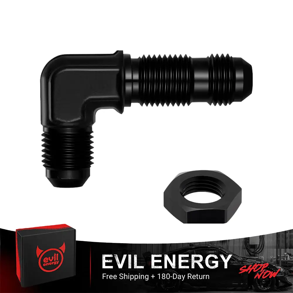 EVIL ENERGY AN Bulkhead Fitting Adapter Straight 45 90 Degree Aluminum Black