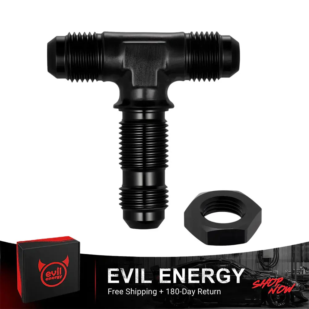 EVIL ENERGY 3/4/6/8/10/12AN Male Flare Bulkhead Tee Fitting Adapter Aluminum Black