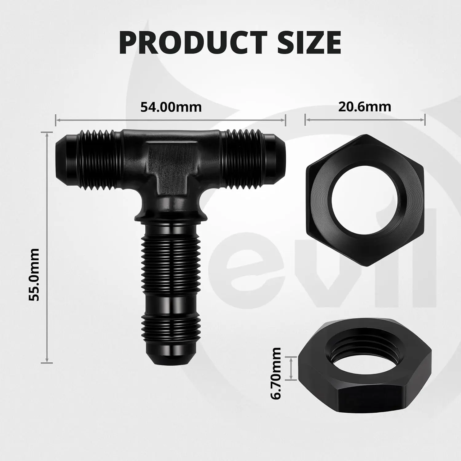 EVIL ENERGY 3/4/6/8/10/12AN Male Flare Bulkhead Tee Fitting Adapter Aluminum Black - Image 12
