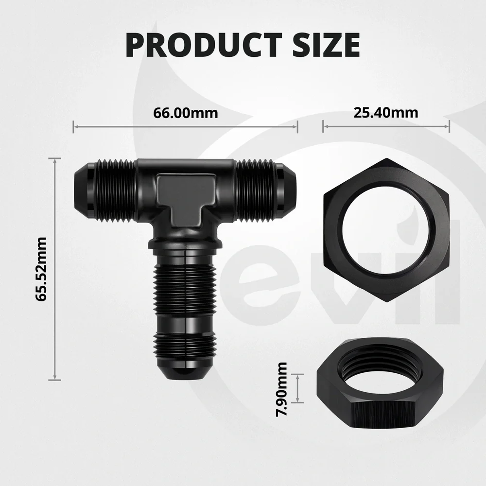 EVIL ENERGY 3/4/6/8/10/12AN Male Flare Bulkhead Tee Fitting Adapter Aluminum Black - Image 14