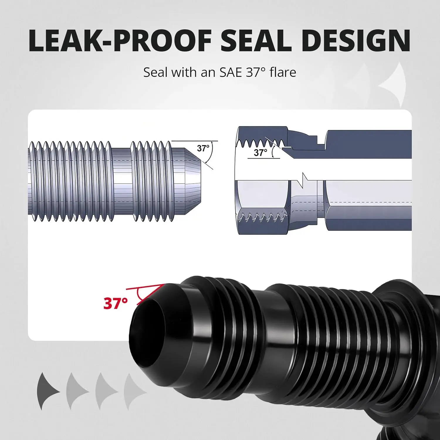 EVIL ENERGY 3/4/6/8/10/12AN Male Flare Bulkhead Tee Fitting Adapter Aluminum Black - Image 17