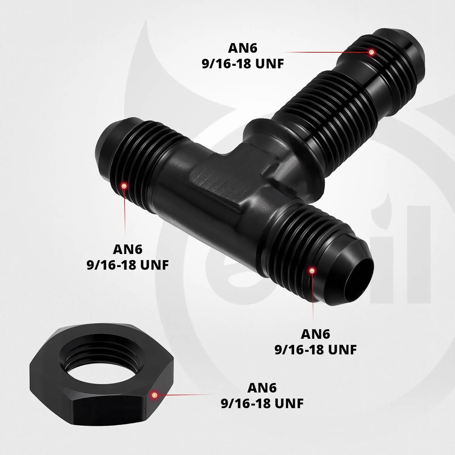 EVIL ENERGY 3/4/6/8/10/12AN Male Flare Bulkhead Tee Fitting Adapter Aluminum Black - Image 7