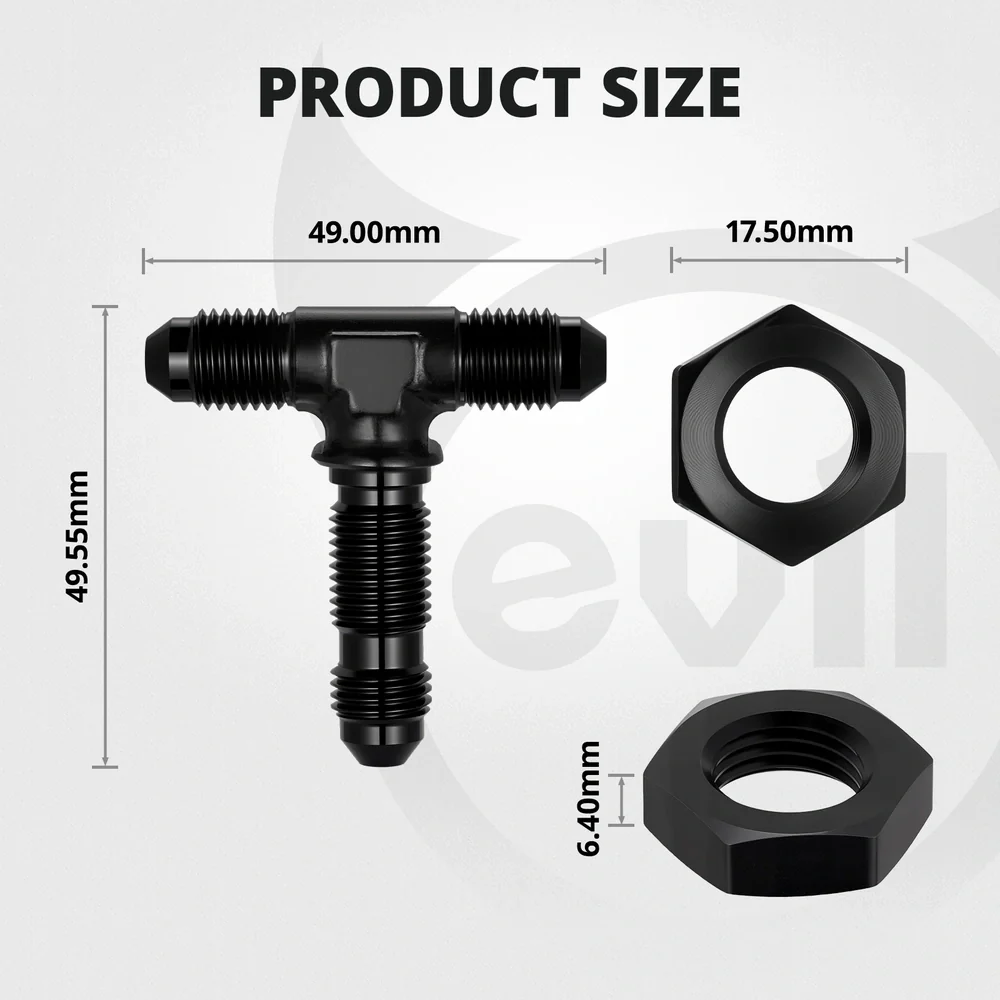 EVIL ENERGY 3/4/6/8/10/12AN Male Flare Bulkhead Tee Fitting Adapter Aluminum Black - Image 9