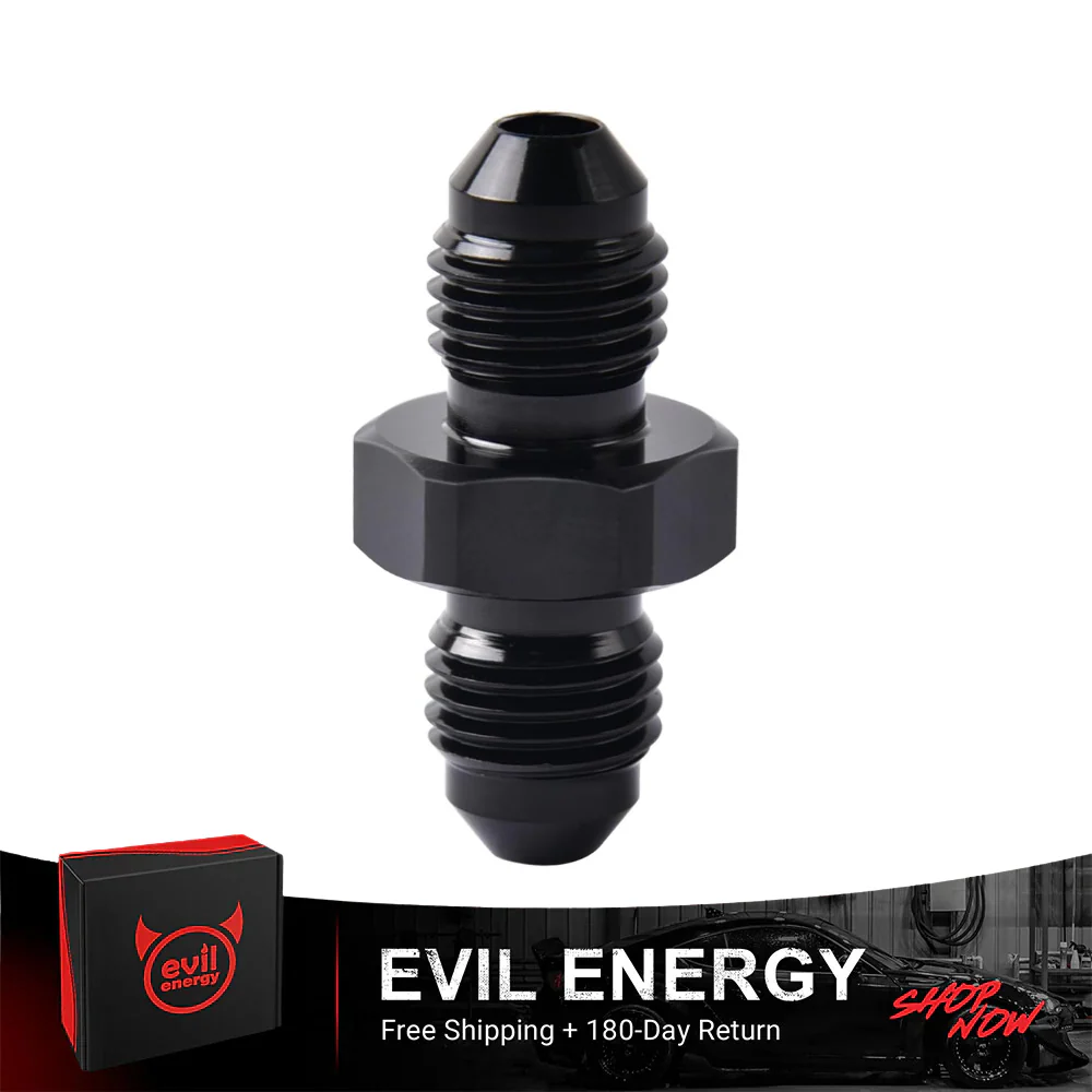 EVIL ENERGY AN Male to AN Male Flare Coupler Union Straight Fuel Hose Adapter Fitting Black