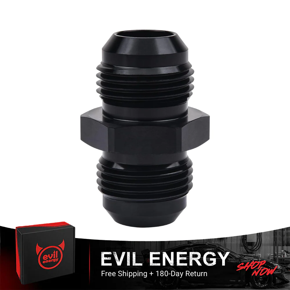 EVIL ENERGY AN Male to AN Male Flare Coupler Union Straight Fuel Hose Adapter Fitting Black - Image 13