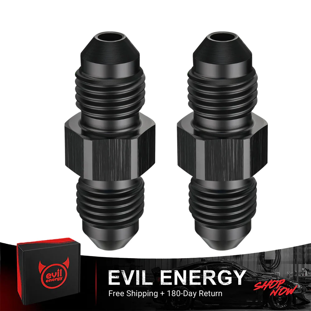 EVIL ENERGY AN Male to AN Male Flare Coupler Union Straight Fuel Hose Adapter Fitting Black - Image 16
