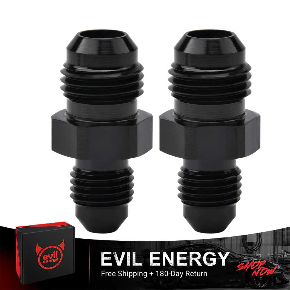 EVIL ENERGY AN Male to AN Male Flare Coupler Union Straight Fuel Hose Adapter Fitting Black - Image 18