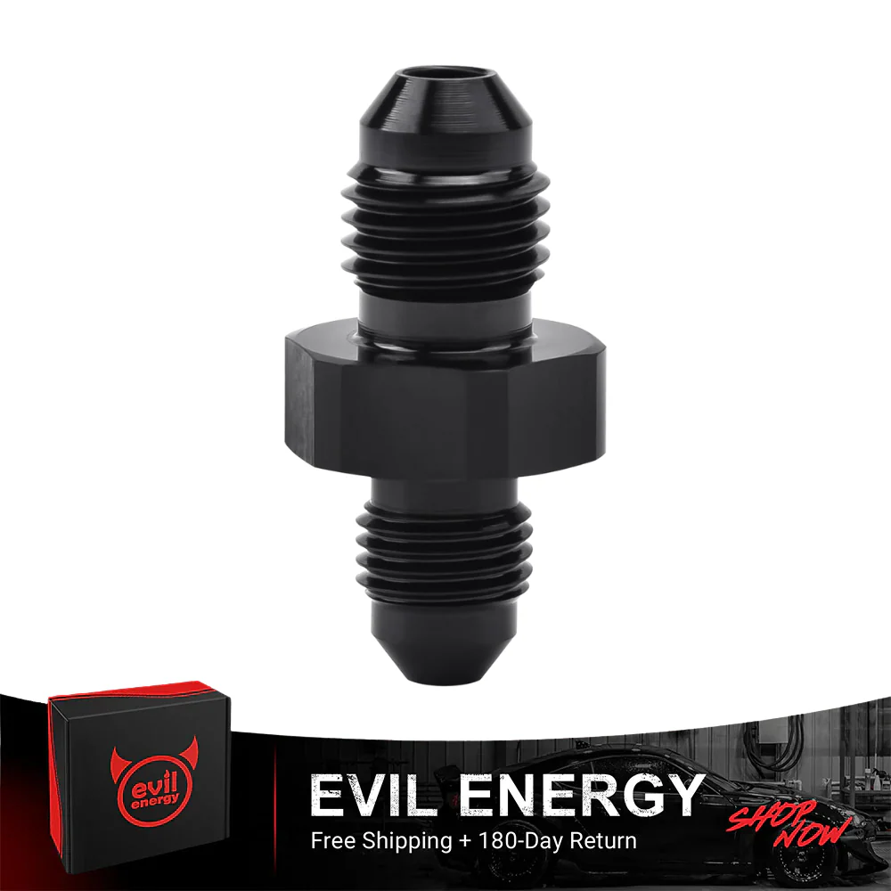 EVIL ENERGY AN Male to AN Male Flare Coupler Union Straight Fuel Hose Adapter Fitting Black - Image 2