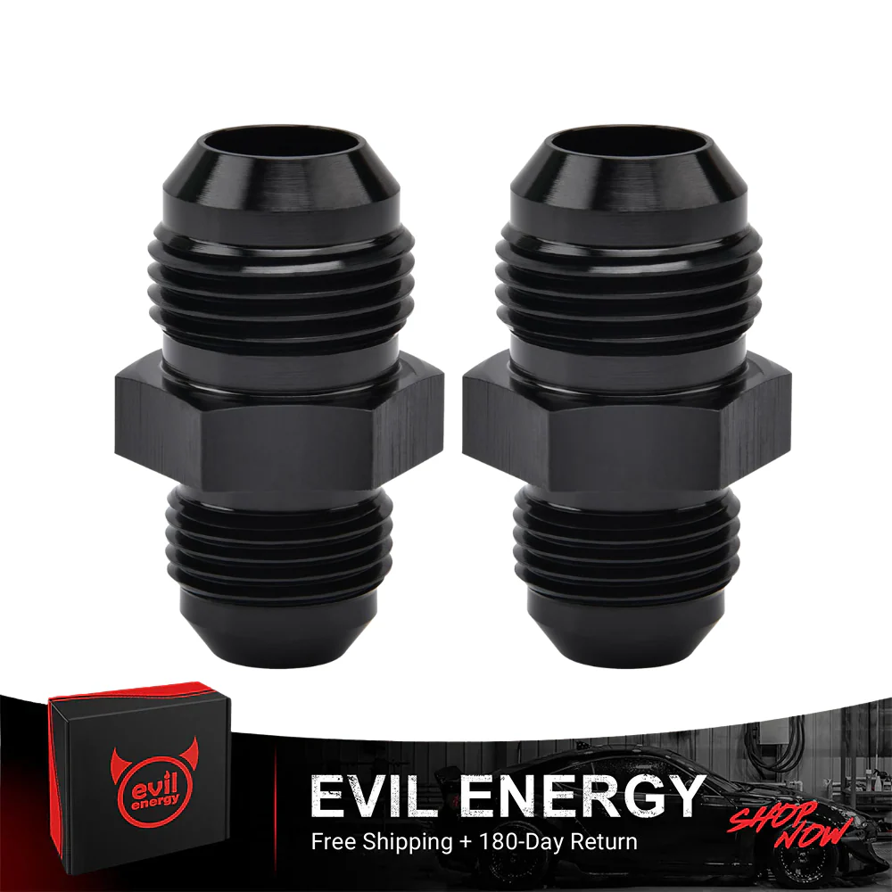 EVIL ENERGY AN Male to AN Male Flare Coupler Union Straight Fuel Hose Adapter Fitting Black - Image 22